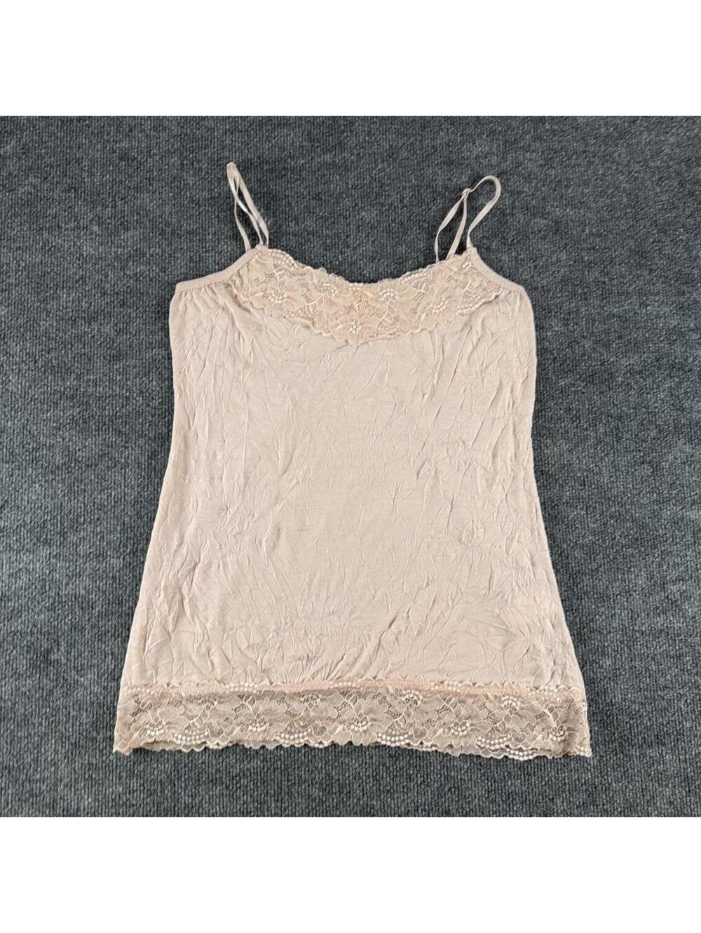 Maurice's Pink Lace Trim Camisole Tank Top Medium Cami Spring Summer Layers